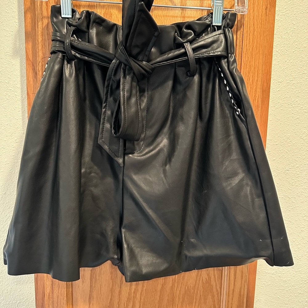 Pleather Paper Bag Shorts